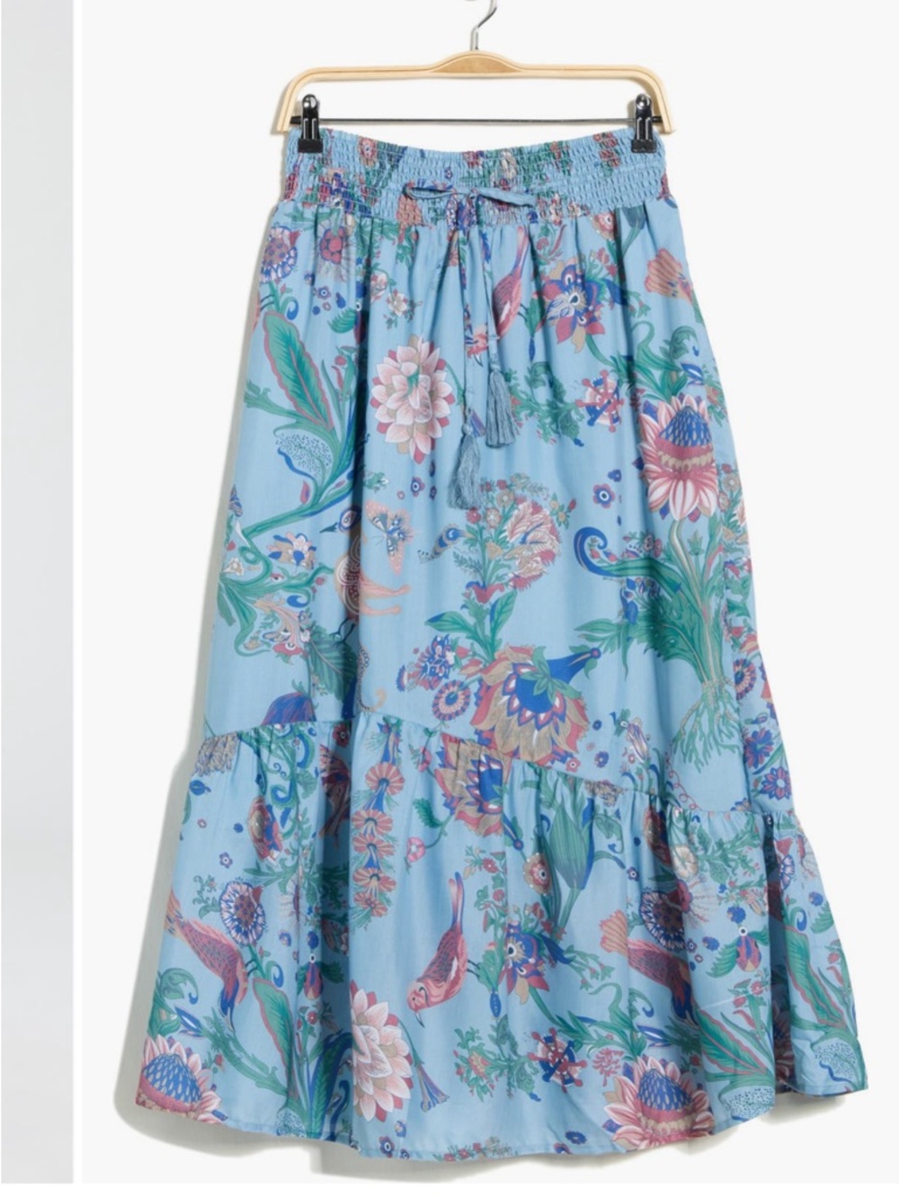 T Tahari Blue Floral Pull On Flowy Lined Skirt Small NWT